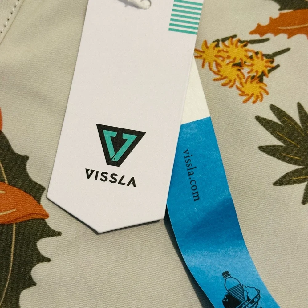 VISSLA Cream and Orange Board Shorts Tropical Swimwear